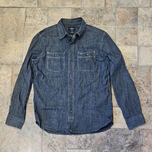 American Eagle Classic Fit Dark Wash Denim Shirt Size Medium